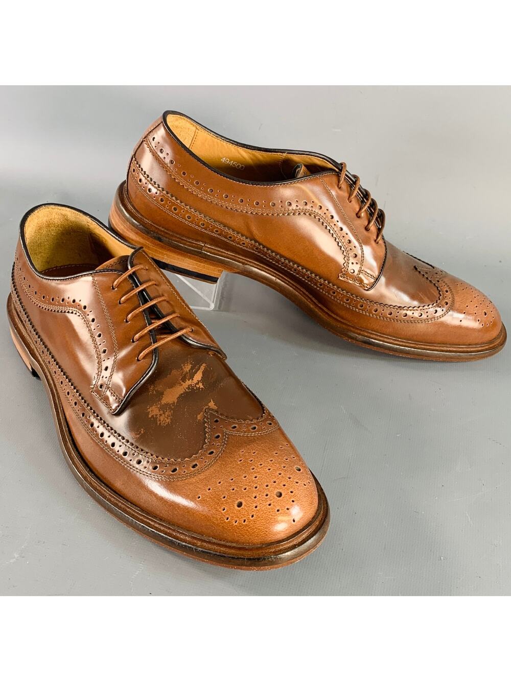 PAUL SMITH Size 8 Tan Perforated Leather Wingtip Lace-Up Shoes